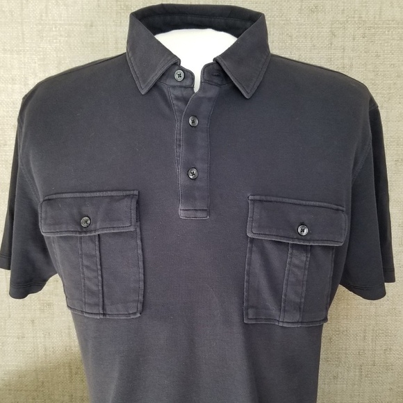 MICHAEL KORS- Mens XXL Short Sleeve Polo Shirt- Navy Blue 2 Button Pocket - Picture 1 of 7